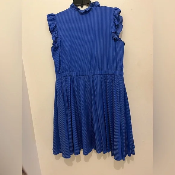 Chic Blue Ruffle Sleeve Dress - Picture 3 of 5